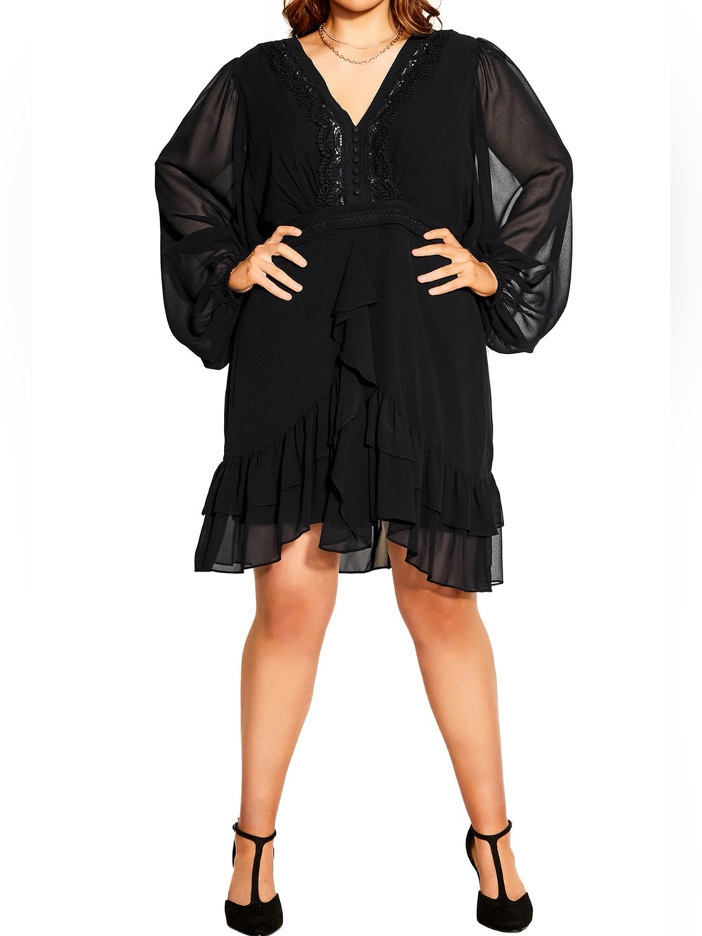 CITY CHIC Sweet Sunset Long Sleeve Fit & Flare Dress